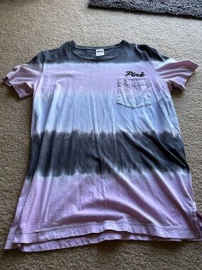 PINK Victoria's Secret Lavender & Charcoal Dip-Dye Short Sleeve Tee